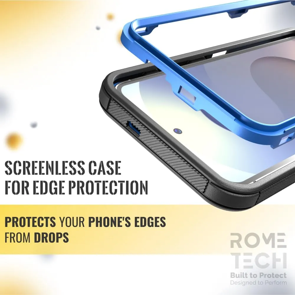 for Samsung Galaxy S25  Case with Belt Clip Holster & Kickstand, Screenless Protective Dual-Layer Shockproof Phone Case for Galaxy S25 Plus - Black & Blue