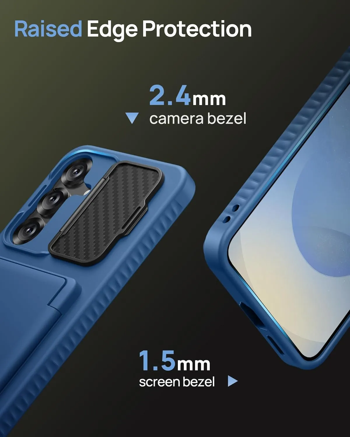 for Samsung Galaxy S25  Plus Case with Card Holder, Built-in Stand & Camera Lens Cover, Shockproof Rugged Silicone Raised Edge Protective Wallet Phone Case for Samsung S25  Plus 2025, Blue