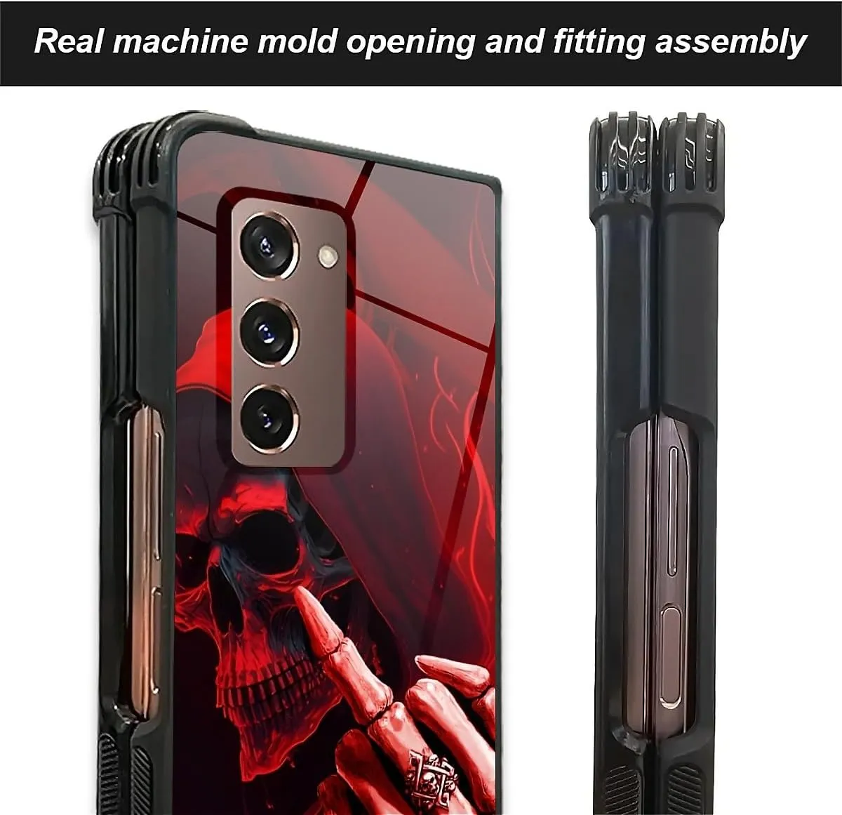 for Samsung Galaxy Z Fold 2 5G Case, Gestures Funny Skull Pattern Graphic Design Girl Boy Soft Silicone Hard Acrylic Shock Protection for Samsung Galaxy Z Fold 2 5G