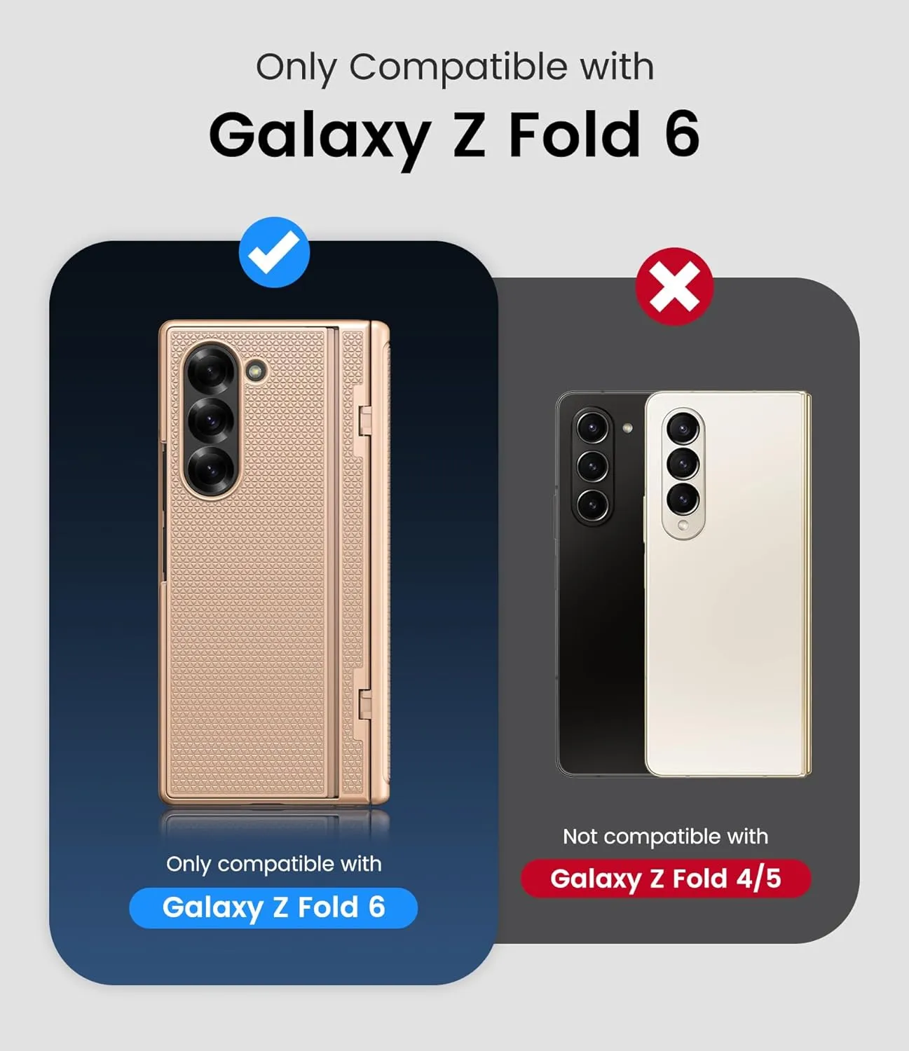 for Samsung Galaxy Z Fold 6 Case, Slim Fit with Kickstand, Front Screen Protector & Hinge Protection, Rugged Hard 360° Full Body Cover Protective Phone Case for Samsung Z Fold 6 5g 2024, Gold