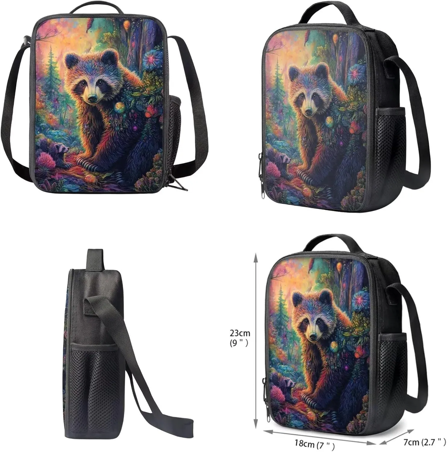 FOR U DESIGNS Bear Backpack for Kids 17 Inch Cute School Backpacks with Lunchbox Large Capacity Kindergarten Bookbag Set for School 4 Piece Travel Rucksack