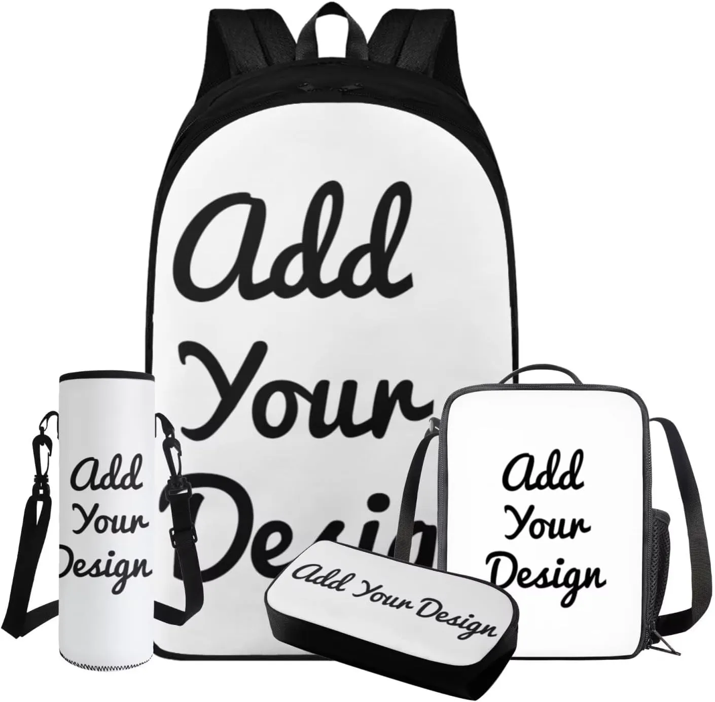 FOR U DESIGNS Customized Bookbags for Girls 17 Inch Large Capacity Backpack Set of 4 Lightweight Kids Book Bags for Girls Custom Name Cute Back to School Gifts for Students