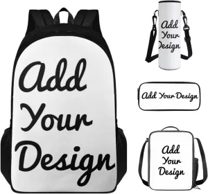 FOR U DESIGNS Customized Bookbags for Girls 17 Inch Large Capacity Backpack Set of 4 Lightweight Kids Book Bags for Girls Custom Name Cute Back to School Gifts for Students