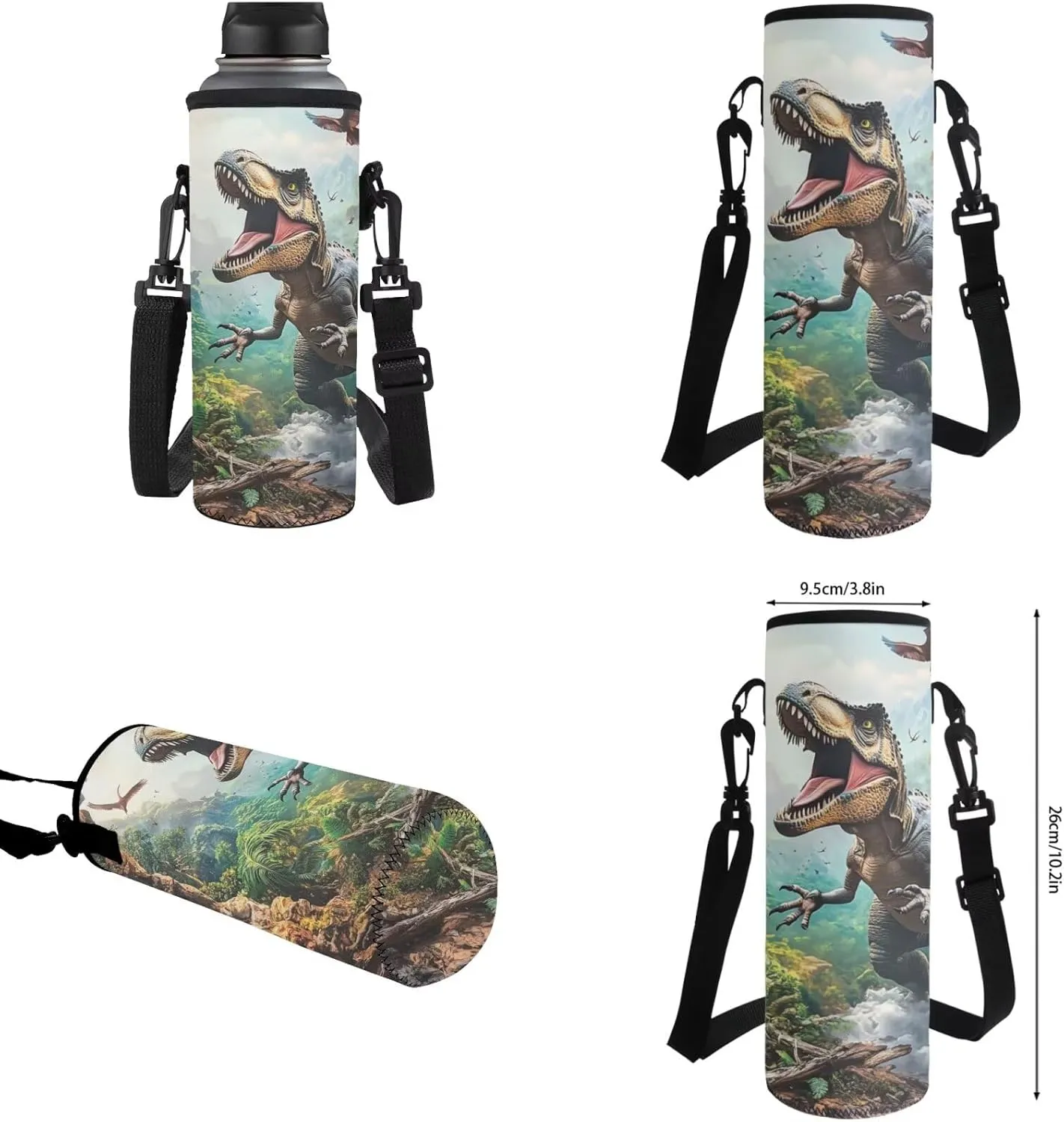 FOR U DESIGNS Dinosaur Backpack and Lunch Box Set 4 Pcs Cool Kids Bookbags for Boys Ages 9-11 Large Capacity 5th Grade School Bag with Water Bottle Holder
