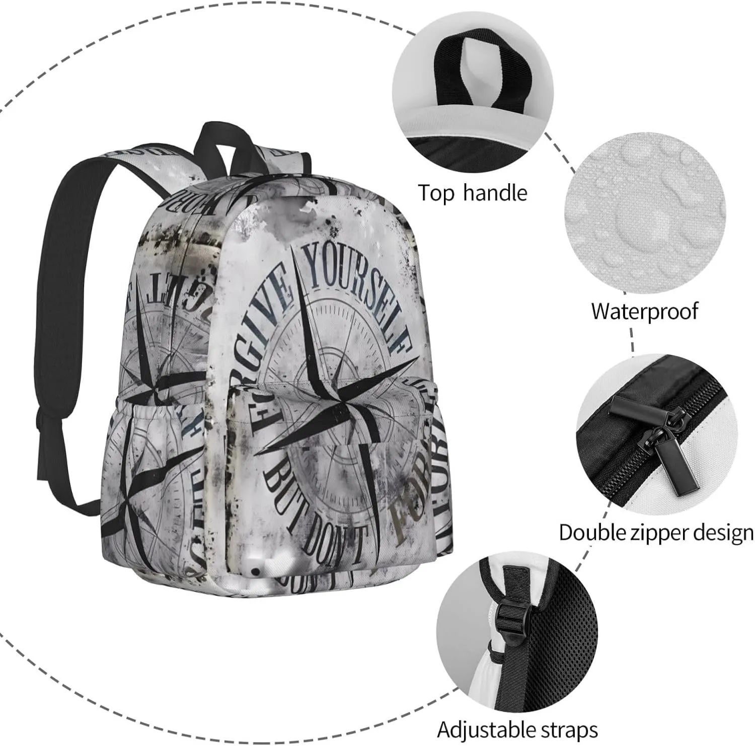 Forgive Yourself, But Never Forget Laptop Backpack Shoulder Bag Laptop Pack Travel Backpacks Commuter Back Pack Casual Daypack Bags With Side Pockets