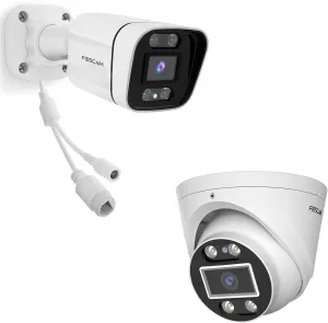 FOSCAM 3K T5EP & 4K V8EP Security POE IP Camera Outdoor Indoor, 2-Way Talk, Color Night Vision, Spotlight, Siren, Compatible with Alexa, Google Assistant IP66
