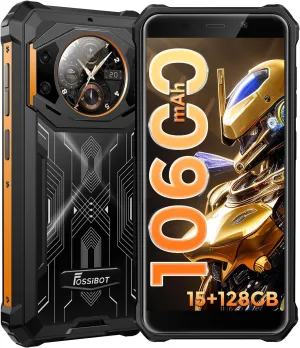 FOSSIBOT F101 Pro Rugged Smartphone Unlocked, Dual Screen 10600mAh Battery 15 128GB Storage MTK8788 Octa-cora Processor 24MP 8MP 5MP Camera 5.45” HD  Screen Android 13 IP68/IP69K 4G Dual SIM NFC OTG