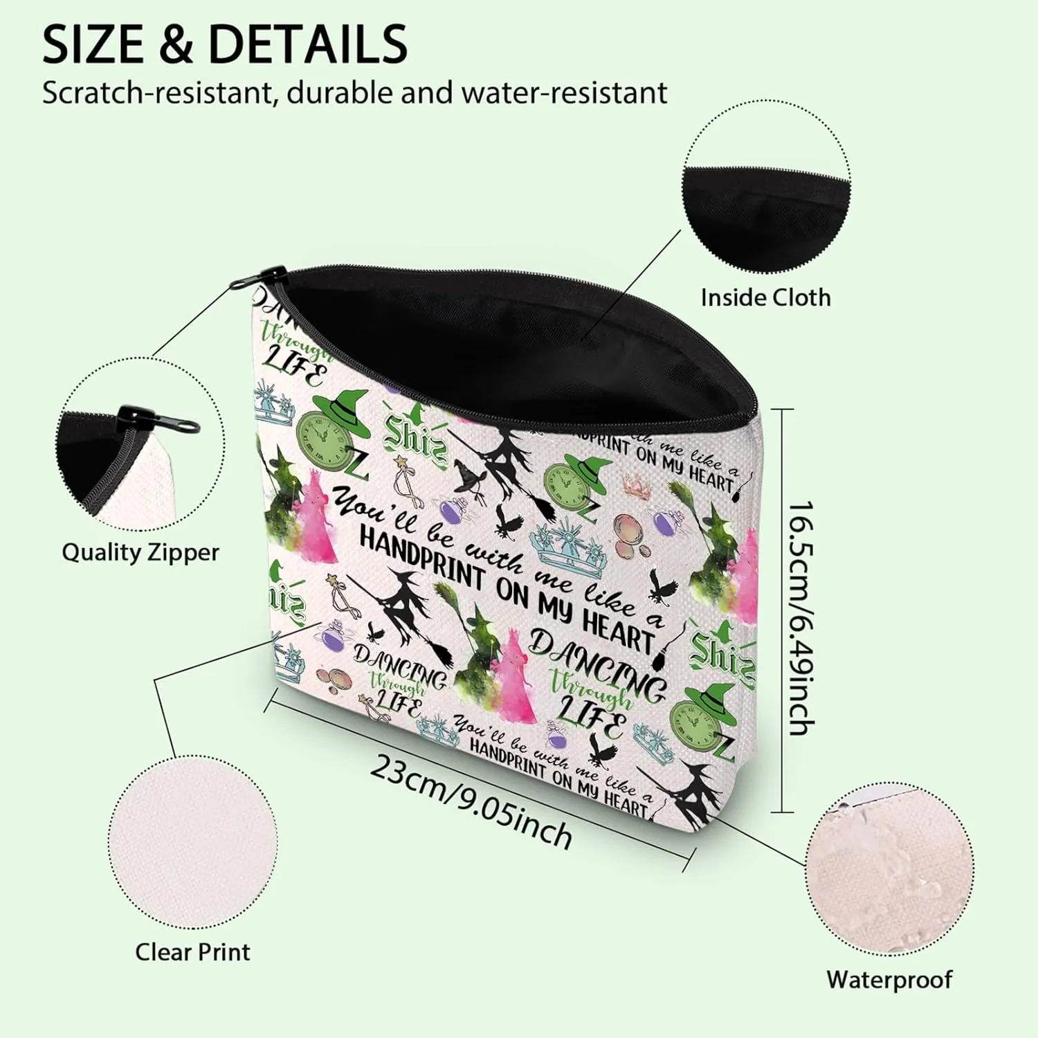 FOTAP Elphaba & Galinda Musical Gift Theatre Nerd Gift The Musical Theater Fan Gift Elphaba and Galinda Makeup Bag (w-dancing 2)