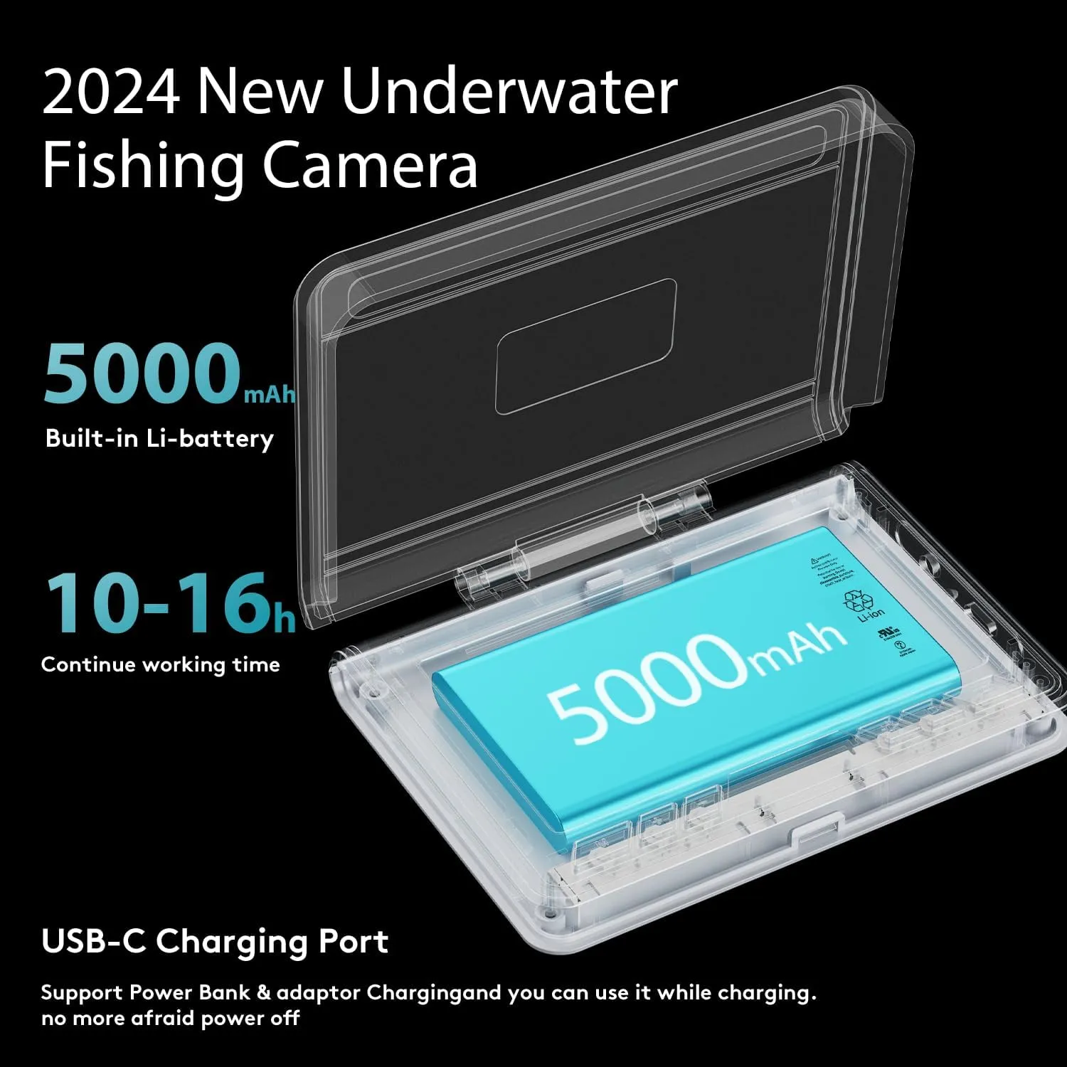 FourQ Underwater Fishing Camera,Fishing Camera Ice vexilar Fish find 4.3 inch HD Display Screen Underwater W/ 5000mah Li-Battery,100ft Cable and 12pcs Ir Lights for Boat Lake Kayak Ice Fishing