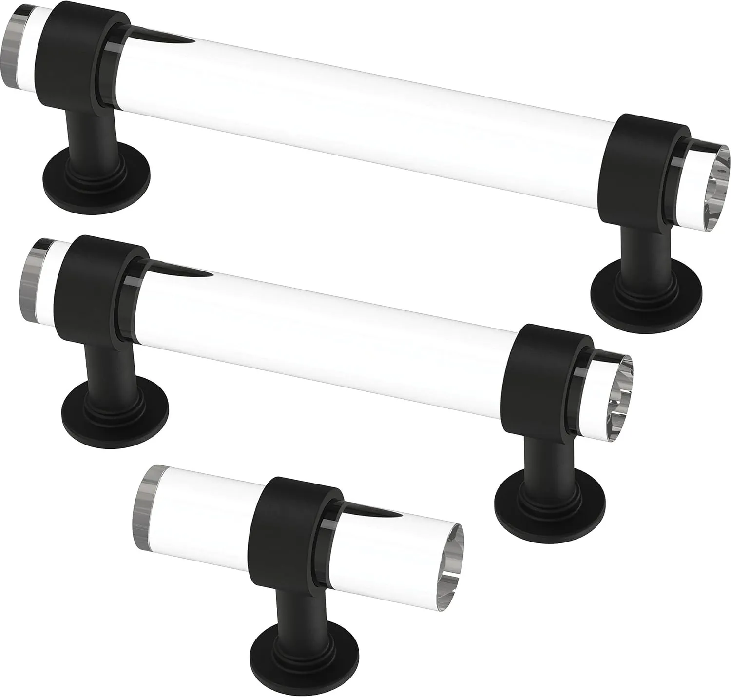 Franklin Brass Francisco Acrylic Bar (5-Pack) Cabinet Handles 3' Hole Center Matte Black/Clear Kitchen Drawer Pulls Dresser, Furniture Hardware P44308-BCL-B