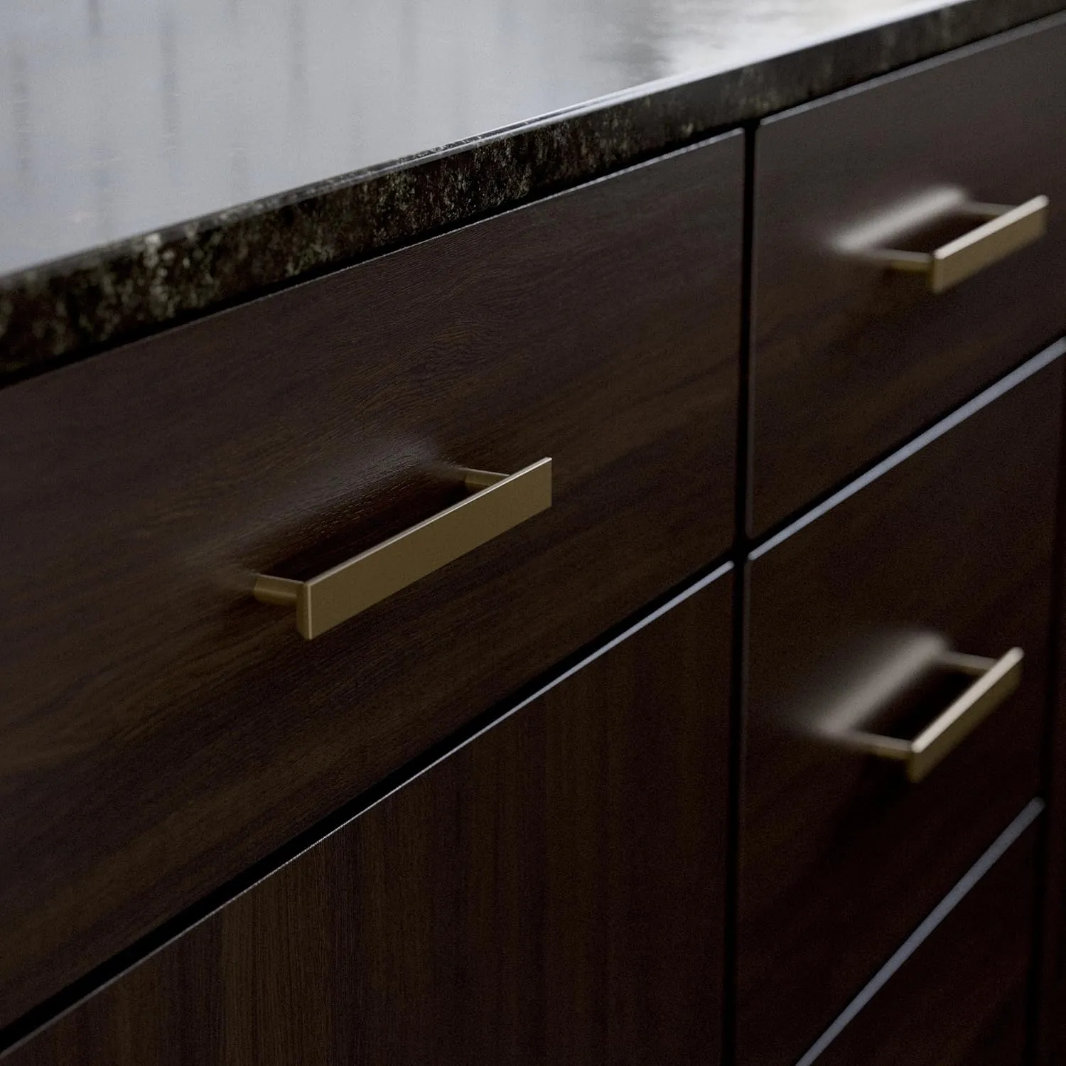 Franklin Brass Simple Chamfered (5-Pack) Cabinet Handles 5-1/16' Hole Center Champagne Bronze Kitchen Drawer, Gold Pulls, Dresser, Furniture Hardware P40846K-CZ-B