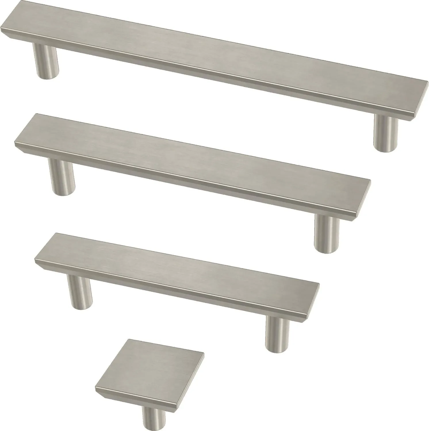 Franklin Brass Simple Chamfered (5-Pack) Cabinet Handles 5-1/16' Hole Center Satin Nickel Kitchen Drawer Pulls Dresser, Furniture Hardware P40846K-SN-B