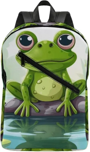 Frog In A Pond Travel Backpack for Women Men 2 Compartment Laptop Backpacks Laptop Bag Casual Daypack