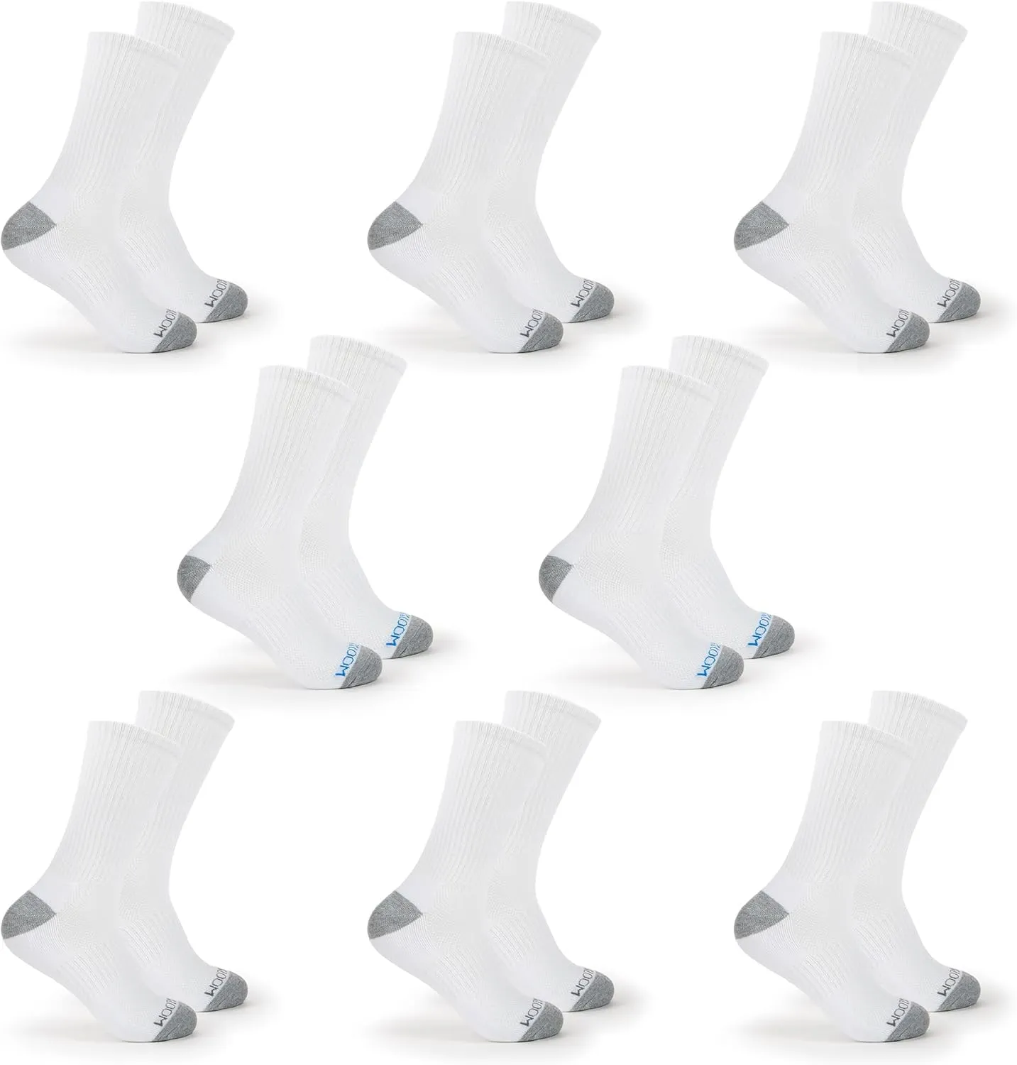 Fruit of the Loom Crew Socks for Men - 8 Pairs, Arch Compression, Moisture Wicking, Cushioned, Athletic Mens Socks Size 6-12