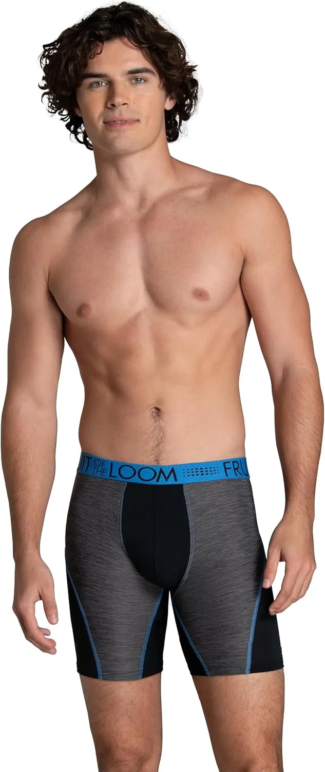 Fruit of the Loom Men's Breathable Boxer Briefs, Moisture Wicking Underwear, Assorted Color Multipacks
