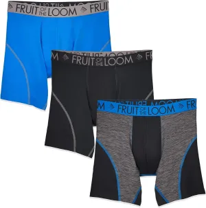 Fruit of the Loom Men's Breathable Boxer Briefs, Moisture Wicking Underwear, Assorted Color Multipacks