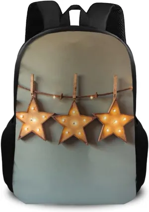 Funny and Lightweight Backpack Compatible with Brown Vintage Rusty Stars Primitive Country Rustic Primitives for Men Women Laptop , Anti-Theft Travel Laptop Backpack Daypack for Hiking Picnic Camping
