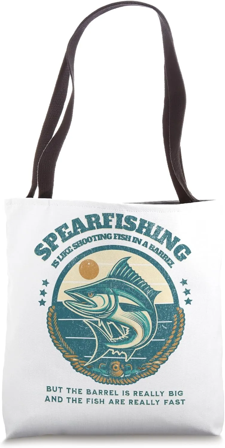 Funny Spearfishing Humor for Spearos, Like Fish in a Barrel Tote Bag