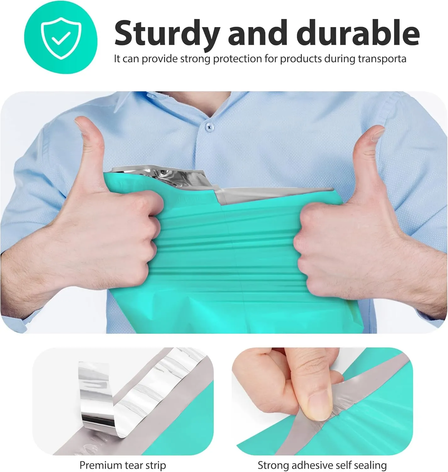 Fuxury 12x15.5" Poly Mailers 100 Pack,Shipping Bags for Mailing Clothing T-Shirt,Strong Adhesive Self Sealing Shipping Envelopes Mailer Poly Bags for Small Business,Teal