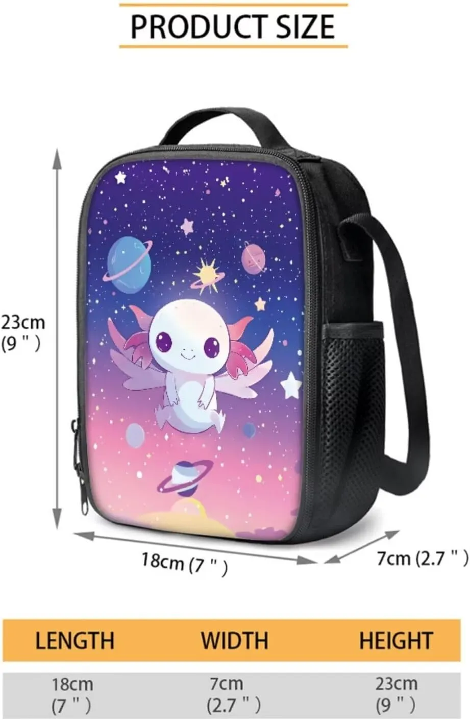 Galaxy Axolotl Backpack with Lunch Box and Water Cup Cover Lightweight Rucksack Toddler Kids Bag for Age 4-6 Lightweight 4PCS Book Pack for Kindergarten Casual Sports Shoulder Bag