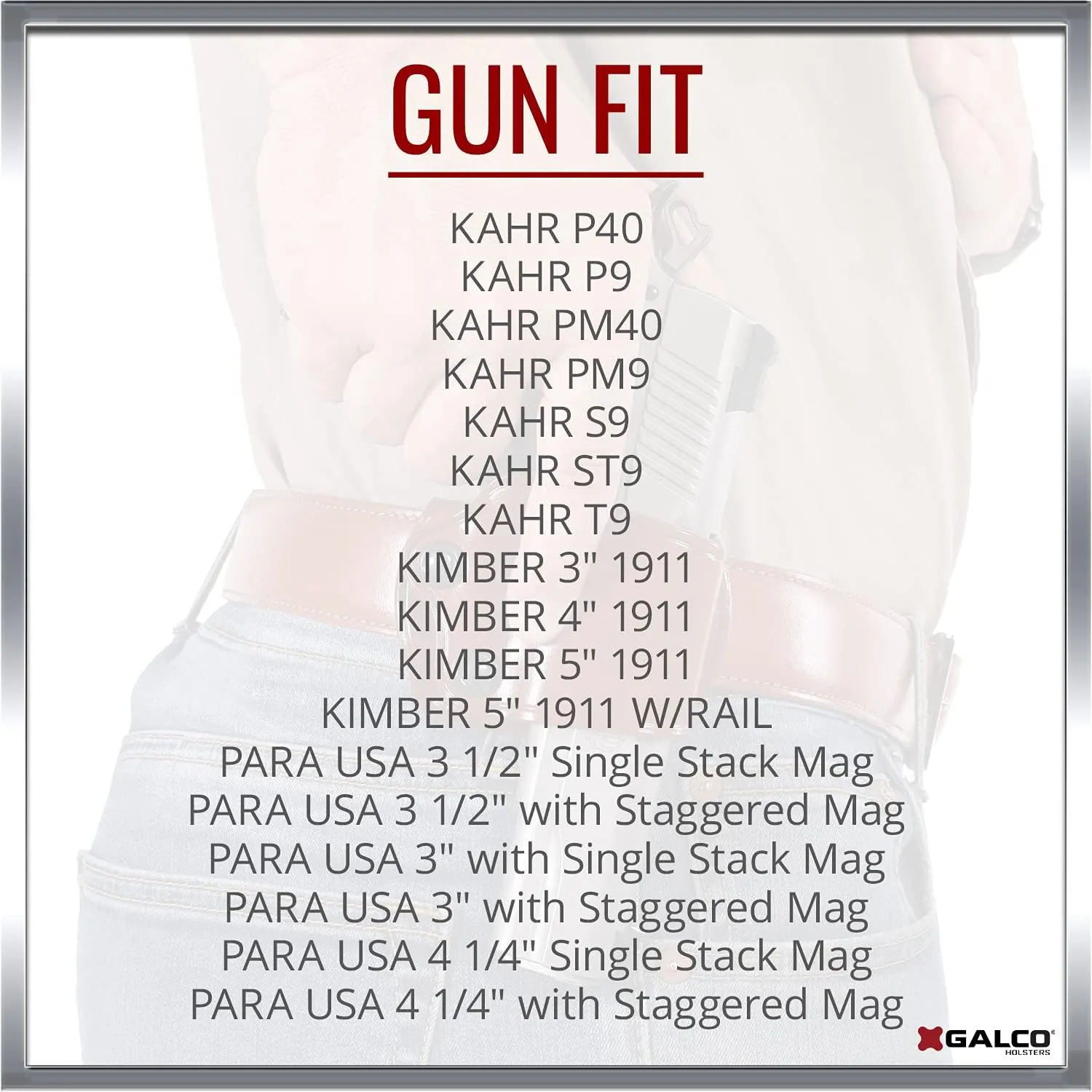 Galco Yaqui Slide Belt Holster for 1911 3-Inch-5-Inch Colt, Kimber, para, Springfield, Kahr, Walther P22
