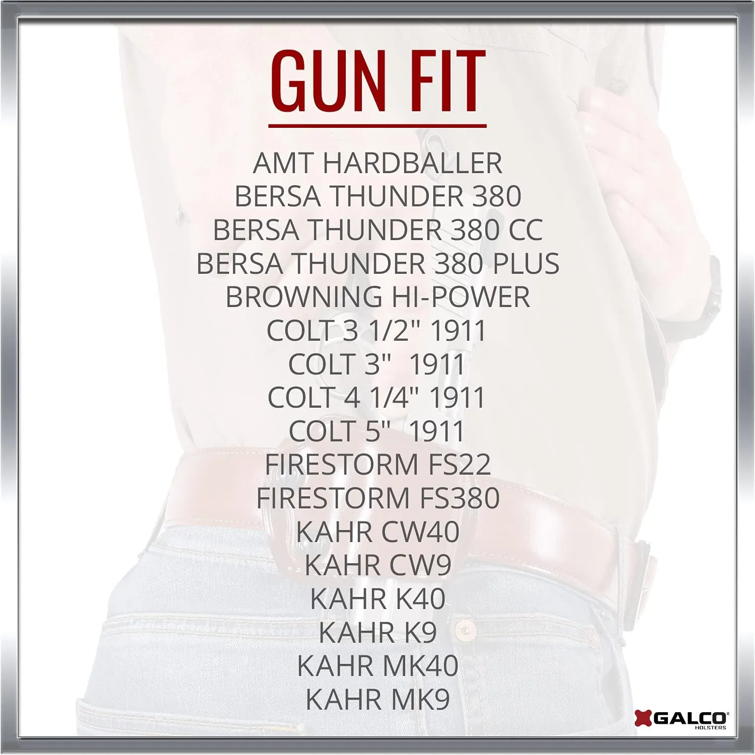 Galco Yaqui Slide Belt Holster for 1911 3-Inch-5-Inch Colt, Kimber, para, Springfield, Kahr, Walther P22