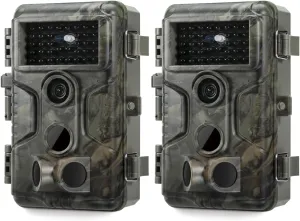 GardePro A3S Trail Camera 2 Pack, 64MP 1296p, Next-Gen Image Technology, Game Camera with Clear 100ft No Glow Night Vision, Fast 0.1s Trigger Speed Motion Activated Waterproof, H.264 MP4 Video