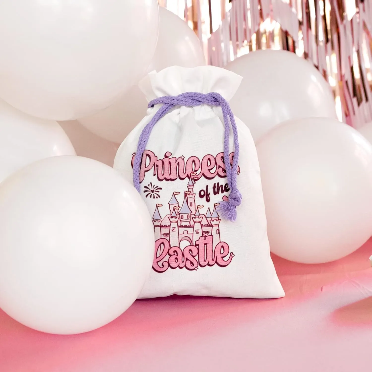 Gather & Knot Drawstring Gift Bags | 20" Large 12" Small | Premium Canvas | Reusable Fabric Wrap for Baby Shower or Girls Birthday | Princess of the Castle