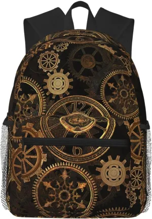 Gears Clock Bronze Century Fashion Backpack,Casual Daypack Backpacks For Men Women, Laptop Bag Travel Hiking Camping