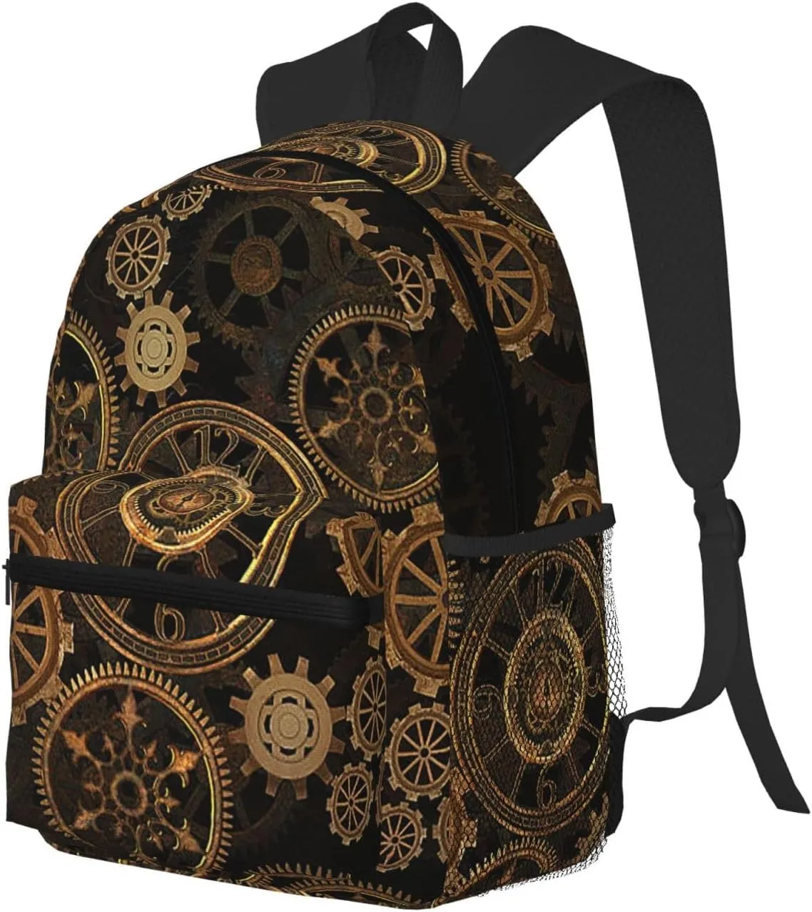 Gears Clock Bronze Century Fashion Backpack,Casual Daypack Backpacks For Men Women, Laptop Bag Travel Hiking Camping