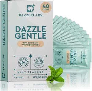 Gentle Teeth Whitening Strips - 20 Treatment Kit | Mint Flavor | Gentle 6% Hydrogen Peroxide | at Home Kit for Tooth Stain