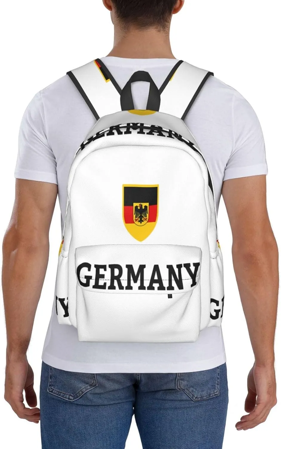 Germany German Football Soccer Flag Laptop Commuter Backpack Shoulder Bag Casual Back Pack Daypack Bags With Side Pockets For Work Travel Daily Use