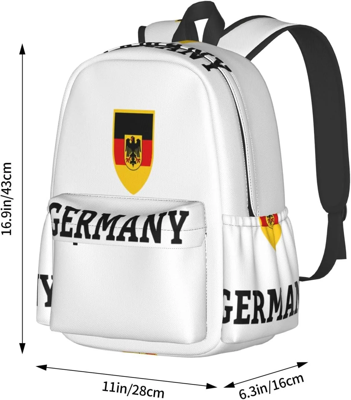 Germany German Football Soccer Flag Laptop Commuter Backpack Shoulder Bag Casual Back Pack Daypack Bags With Side Pockets For Work Travel Daily Use