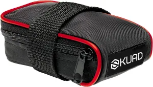 GIST Compact Bicycle Saddle Bag with Strap - Black/Red,12L x 7W x 4H cm