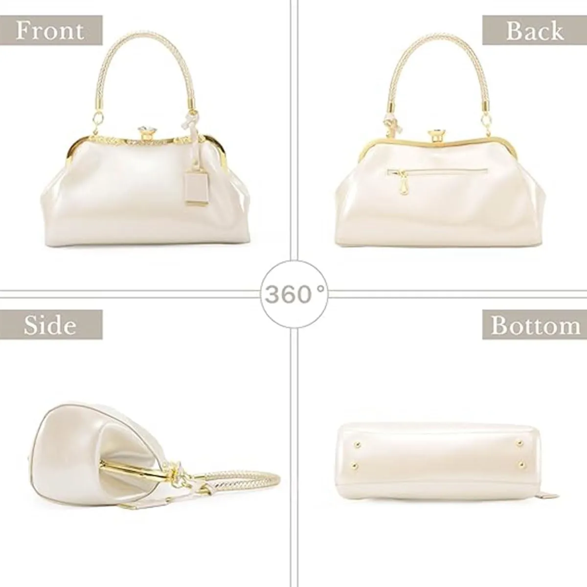 Glossy Patent Leather Handbag for Women Top Handle Tote Bag Evening Shoulder Bag Wedding Satchel Retro Purse