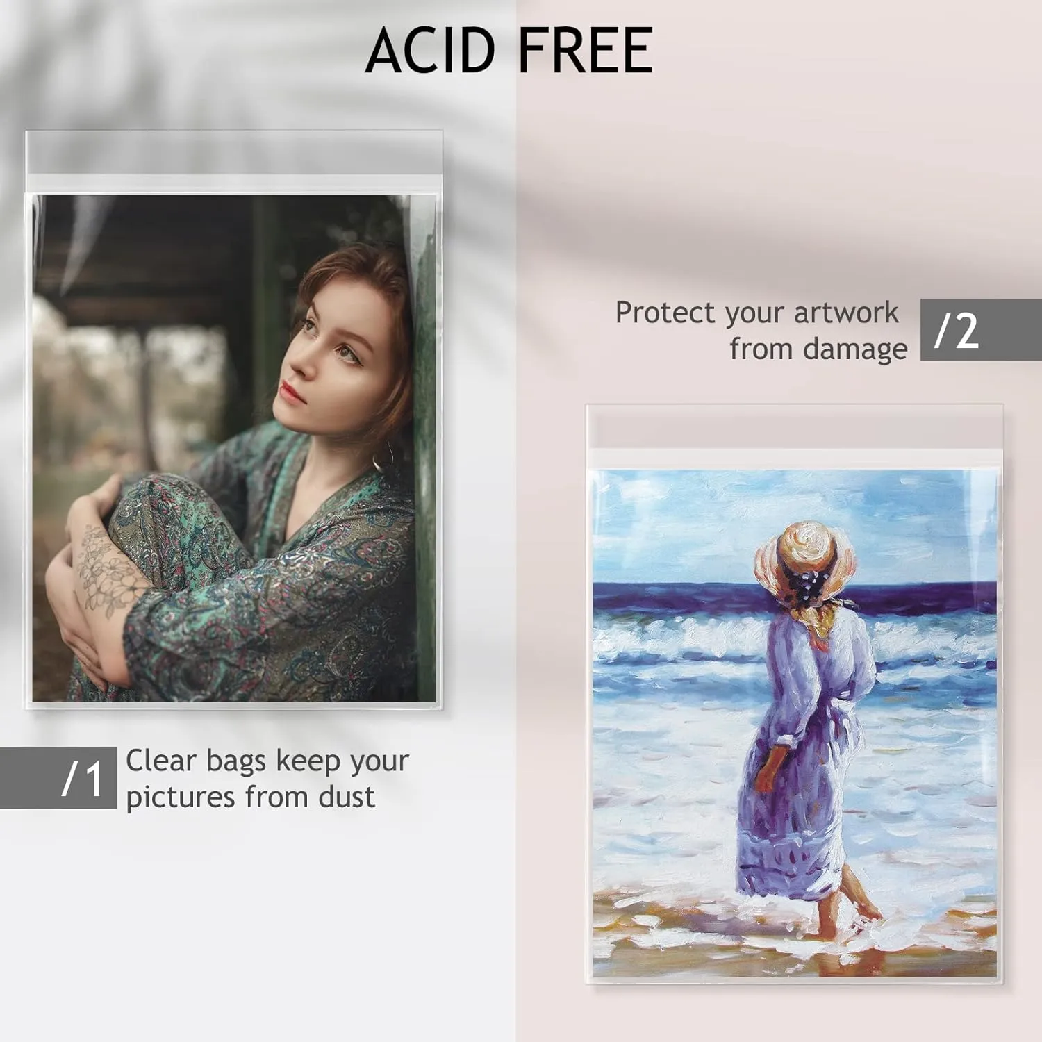 Golden State Art, 50 Pack Clear Bags for 13x19 Mats, Pictures, Acid-Free, 13 7/16" x 19 1/4"