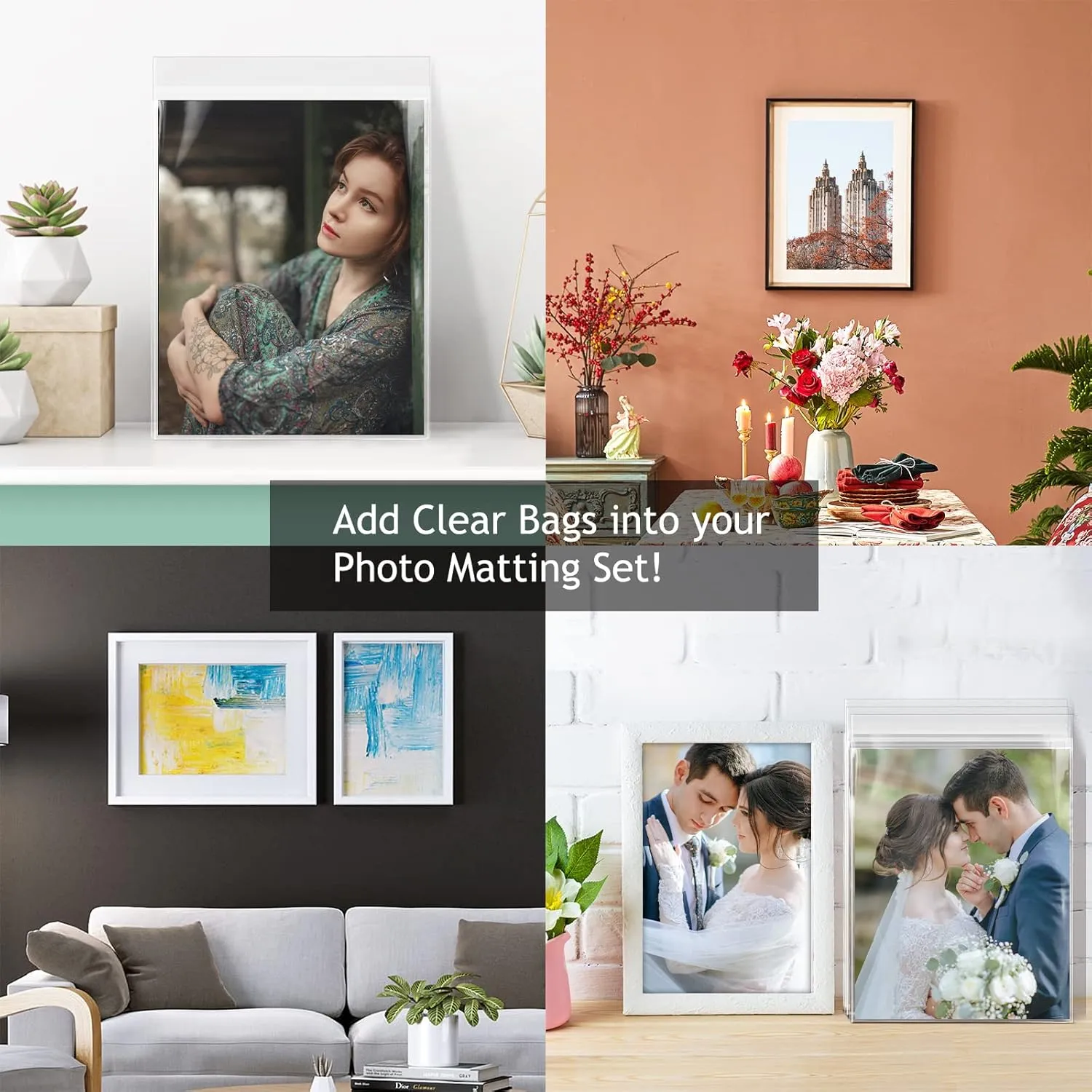 Golden State Art, 50 Pack Clear Bags for 13x19 Mats, Pictures, Acid-Free, 13 7/16" x 19 1/4"