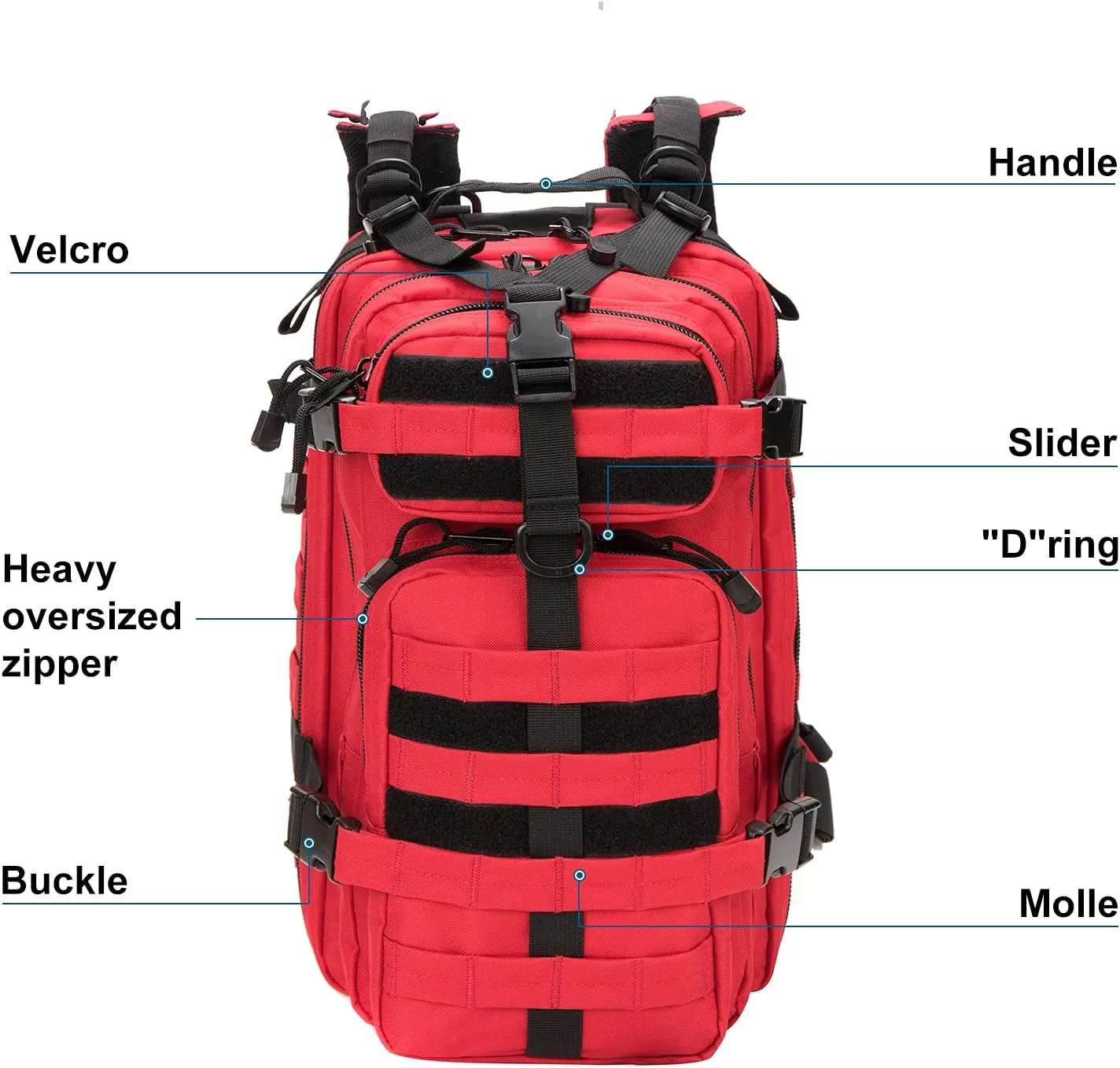 Greencity Small Tactical Backpack Assault Pack Rucksack Molle Bag (Red