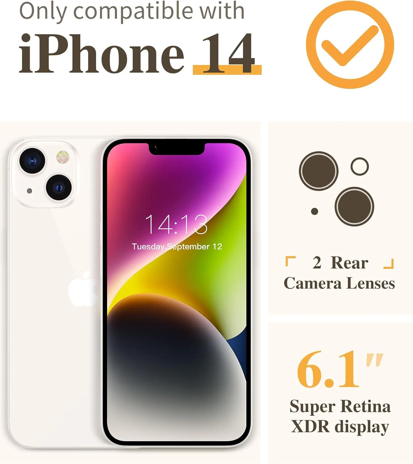 GVIEWIN for iPhone 14 Case Floral, with Screen Protector Camera Lens Protector,[Non Yellowing] Soft Shockproof Clear Phone Protective Cover for Women, Flower Pattern Design 6.1"(Aquilegia/White)