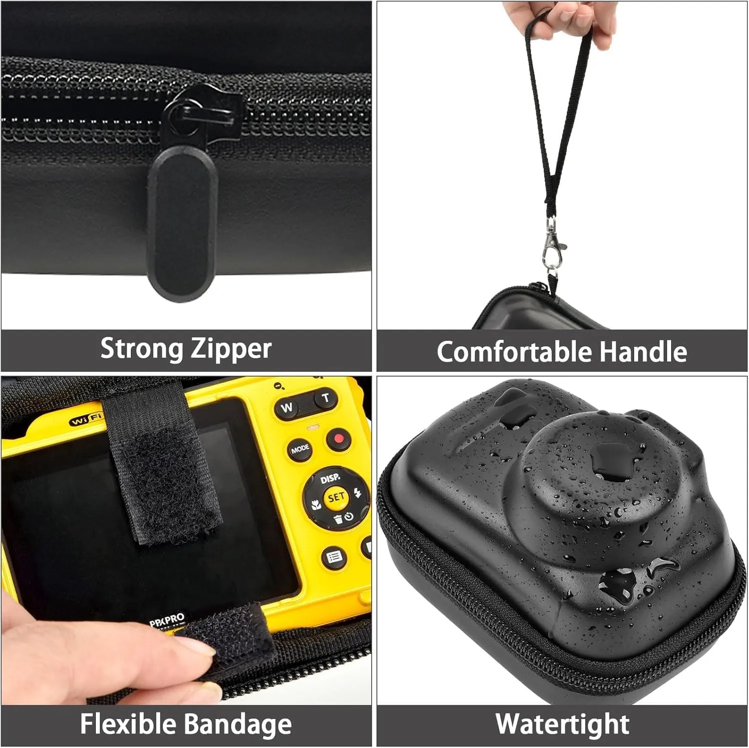 GWCASE Case Compatible with PIXPRO WPZ2 Rugged Digital Camera, Travel Storage Protective Holder for Point and Shoot Digital Cameras, SD Card, Batteries Accessories- Black (Box Only)