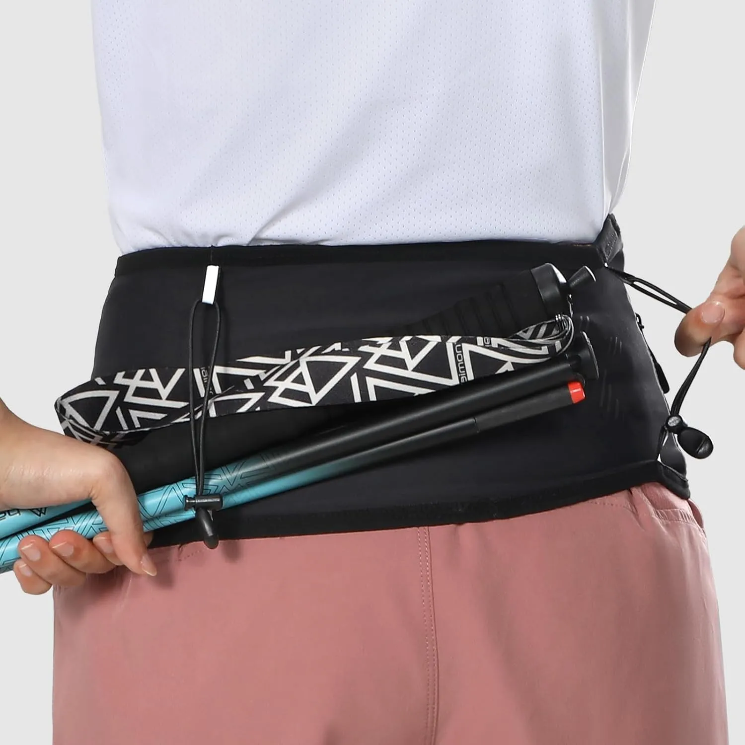 Haimont Running Belt Fanny Pack, Waist Belt with Zippered Pocket, Adjustable Waist Bag for Trail Running Fitness, Men and Women, Black, L