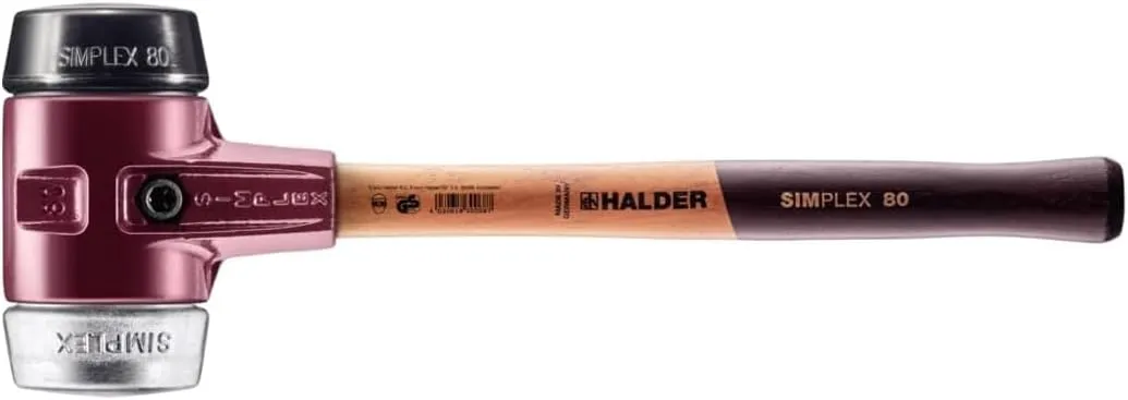 Halder Simplex 7.7 lb. Soft-Face Mallet with Black Rubber and Aluminum Inserts, Cast Iron Housing and Wood Handle