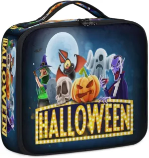 Halloween Topic Makeup Train Case Travel Makeup Bag Professional Cosmetic Organizer Portable Storage Box with Adjustable Dividers for Cosmetics Makeup Brushes Toiletry