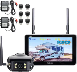 Haloview Byte Tango BT7 TPMS with 6 Sensors 1080P Wireless Backup Camera System with Integrated Rv Tire Pressure Monitoring System for RV Truck Trailer Camper TPMS-6
