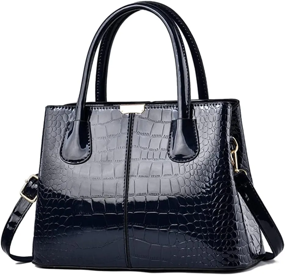 Handbags for Women Top Handle Bags Patent Leather Satchel Crocodile Pattern Tote Bags Ladies Shoulder Crossbody Bag