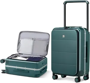 Hanke 24 Inch Checked Luggage Large Hard Shell Suitcases with Wheels Top Open TSA Approved Luggage Wide Handle Travel Rolling Suitcase(Blackish Green)