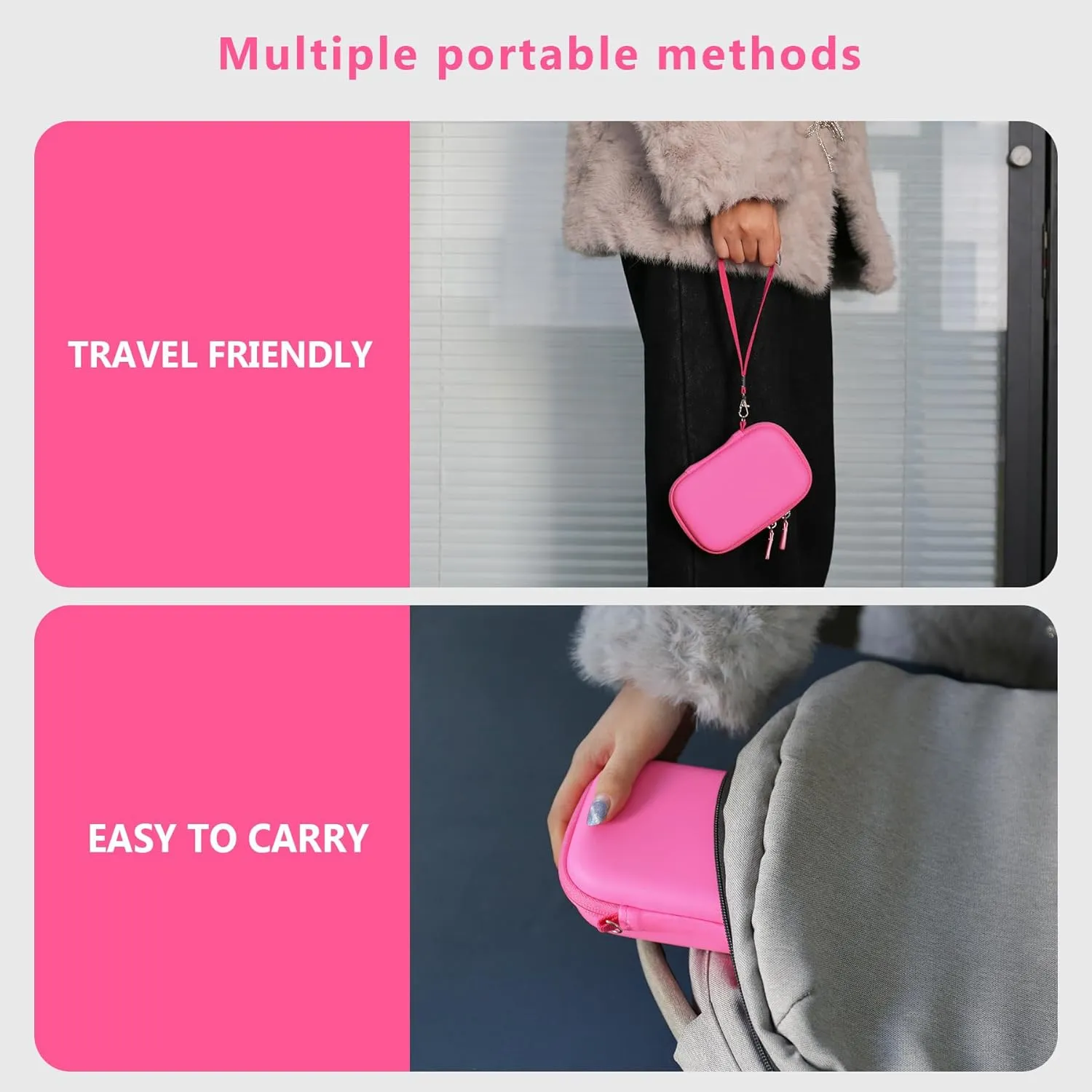 Hard Travel Case for KODAK Printomatic Full-Color Instant Print Digital Camera, Point and Shoot PRINTOMATIC Camera Carrying Bag with Mesh Pocket for Zink 2x3 Photo Paper, USB Cable, Pink