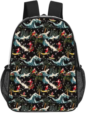 Hawaii Santa Surf Ski Palm Trees Clear Shoulders Bag Unisex Backpack for Camping Hiking Travel