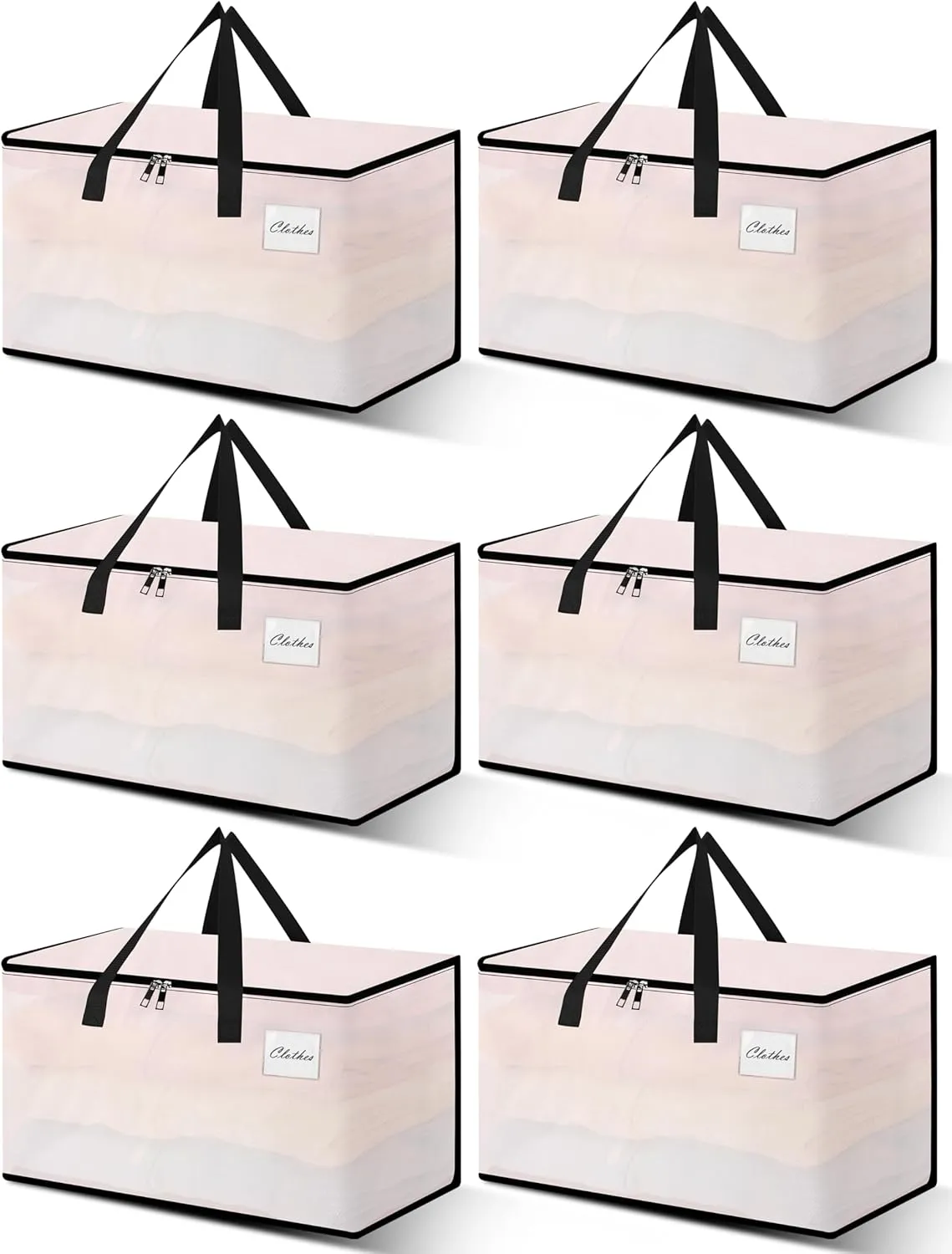 Heavy Duty Moving Bags - Extra Large Packing Bags and Storage Totes, Collapsible and Foldable Option for Moving and Storage, Clear, 125 L - 6 Pack