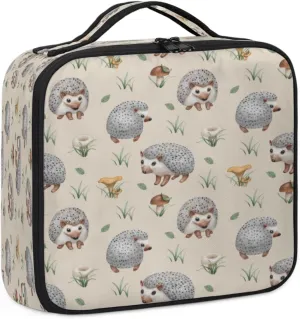 Hedgehogs Makeup Train Case Travel Makeup Bag Professional Cosmetic Organizer Portable Storage Box with Adjustable Dividers for Cosmetics Makeup Brushes Toiletry